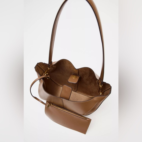 ZARA GATHERED SHOPPER TOTE BAG - Picture 8 of 9